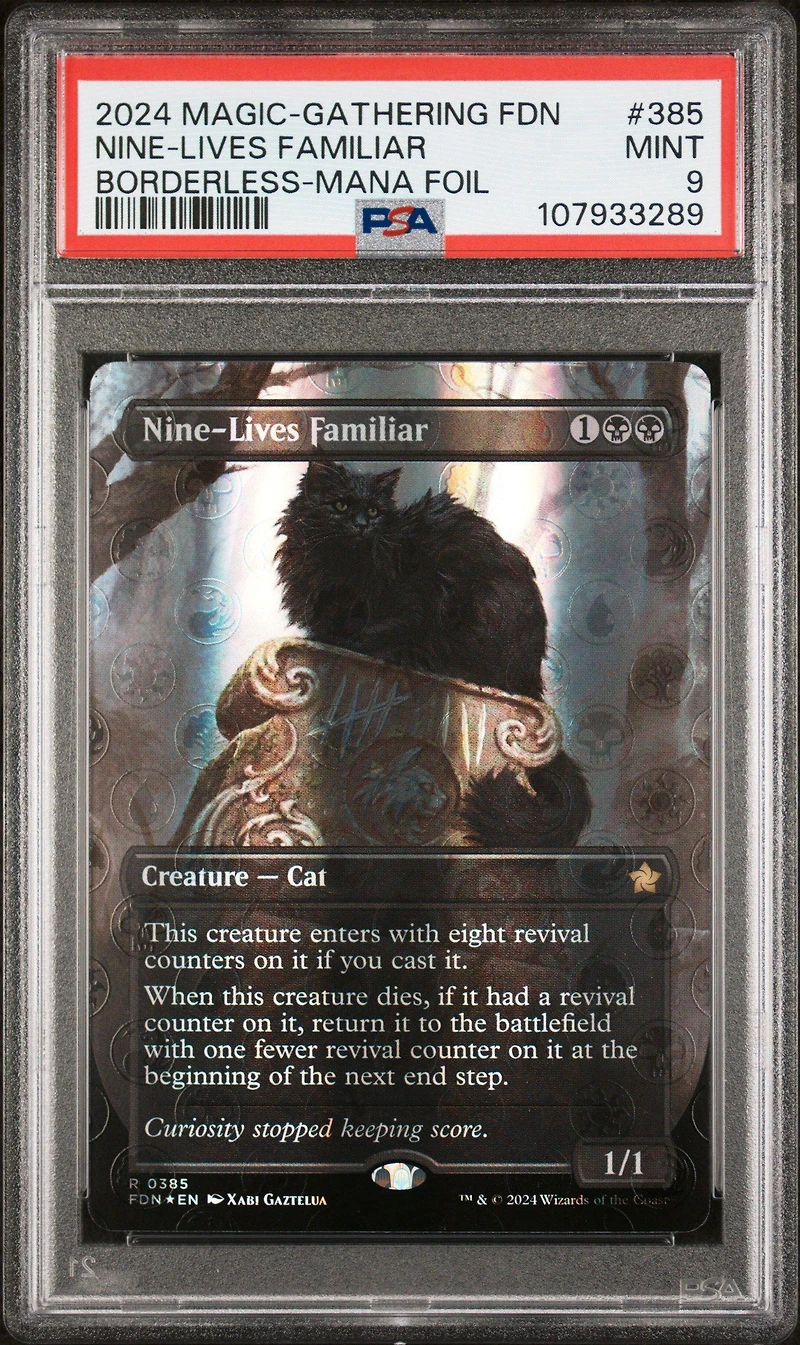 2024 Magic The Gathering Foundations 385 Nine-lives Familiar Borderless-mana Foil PSA 9