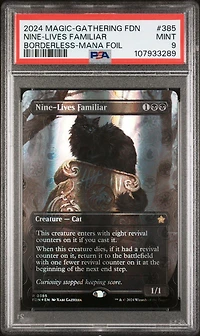 2024 Magic The Gathering Foundations 385 Nine-lives Familiar Borderless-mana Foil PSA 9