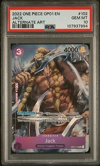 2022 One Piece Op01-romance Dawn 102 Jack Alternate Art PSA 10
