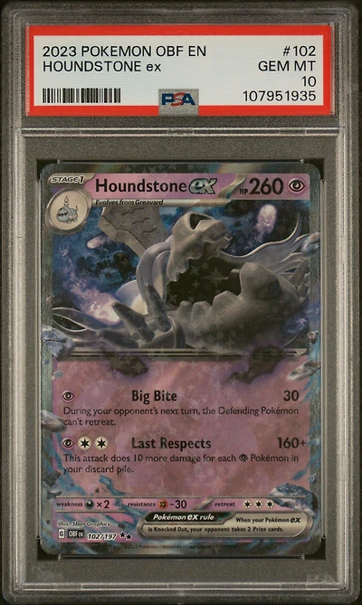 2023 Pokemon Obf En-obsidian Flames 102 Houndstone Ex PSA
