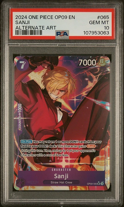 2024 One Piece Op09-emperors In The New World 065 Sanji Alternate Art PSA 10