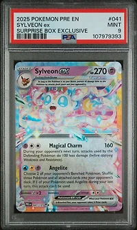 2025 Pokemon Pre En-prismatic Evolutions 041 Sylveon Ex Surprise Box Exclusive PSA