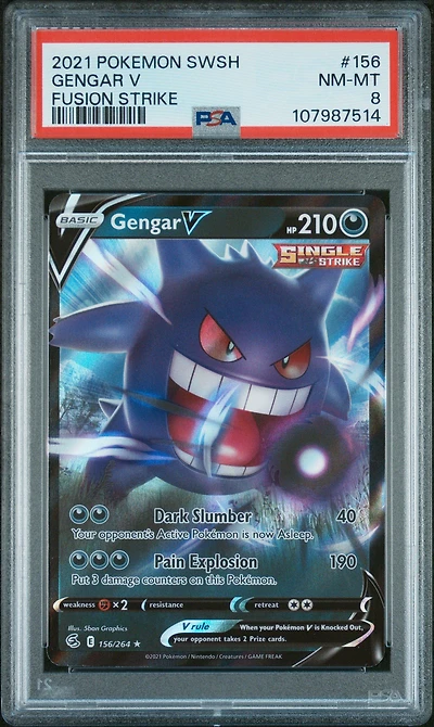 2021 Pokemon Sword & Shield Fusion Strike 156 Gengar V PSA