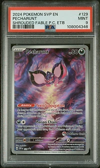2024 Pokemon Svp En-sv Black Star Promo 129 Pecharunt Shrouded Fable Pokemon Center Elite Trainer Box PSA