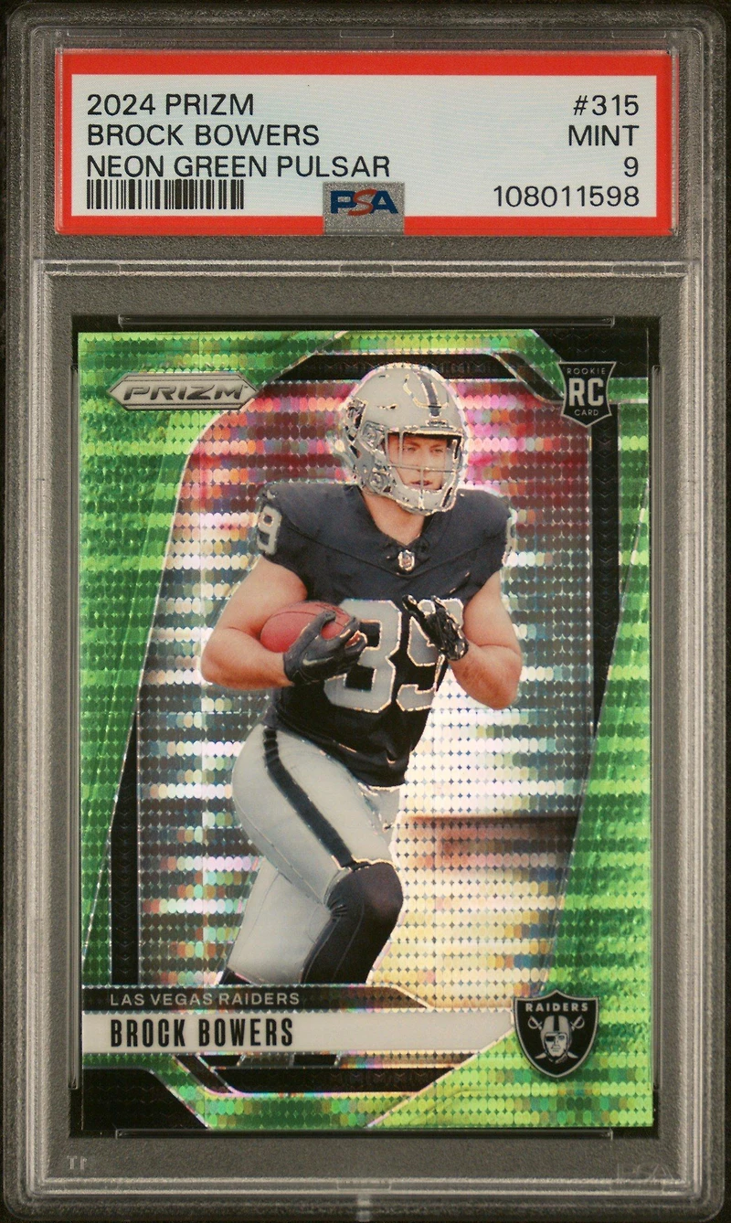 2024 Panini Prizm 315 Brock Bowers Neon Green Pulsar PSA