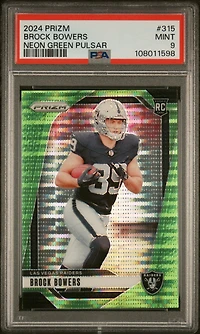 2024 Panini Prizm 315 Brock Bowers Neon Green Pulsar PSA