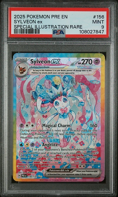2025 Pokemon Pre En-prismatic Evolutions 156 Sylveon Ex Special Illustration Rare PSA