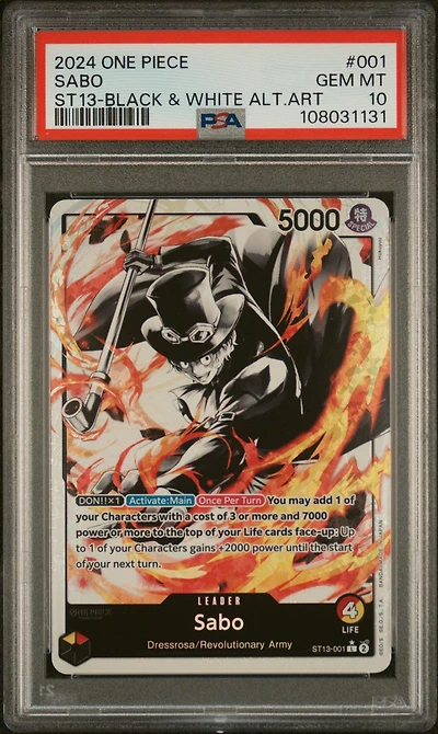 2024 One Piece Ultra Deck-the Three Brothers Sabo Black & White Alternate Art PSA 10