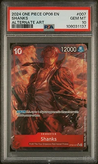 2024 One Piece Op06-wings Of The Captain 007 Shanks Alternate Art PSA 10