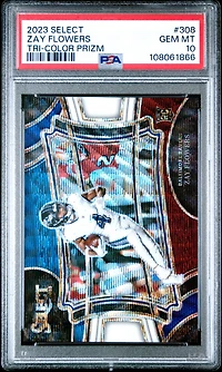 2023 Panini Select 308 Zay Flowers Tri-color Prizm PSA 10