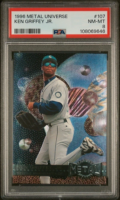 1996 Metal Universe 107 Ken Griffey Jr. PSA 8