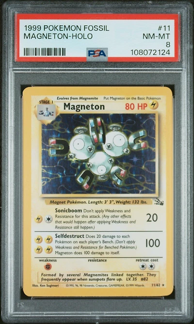 1999 Pokemon Fossil 11 Magneton-holo PSA