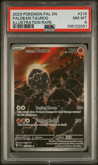 2023 Pokemon Pal En-paldea Evolved 218 Paldean Tauros Illustration Rare PSA