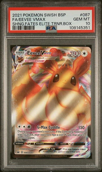 2021 Pokemon Swsh Black Star Promo 087 Full Art/eevee Vmax Shining Fates Elite Trainer Box PSA
