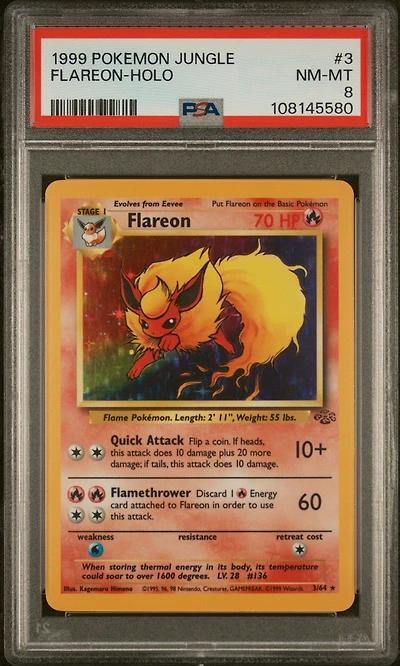 1999 Pokemon Jungle 3 Flareon-holo PSA