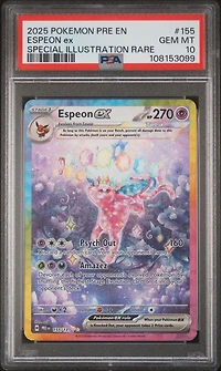 2025 Pokemon Pre En-prismatic Evolutions 155 Espeon Ex Special Illustration Rare PSA