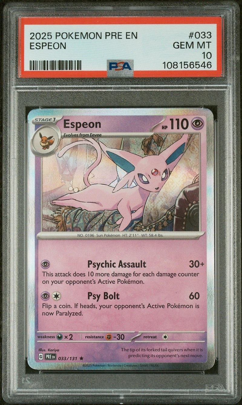 2025 Pokemon Pre En-prismatic Evolutions 033 Espeon PSA 10
