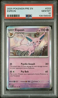 2025 Pokemon Pre En-prismatic Evolutions 033 Espeon PSA 10