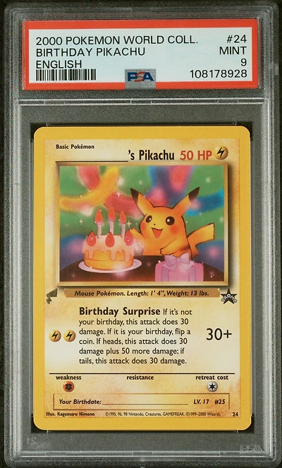 2000 Pokemon Pikachu World 24 Birthday Pikachu English PSA