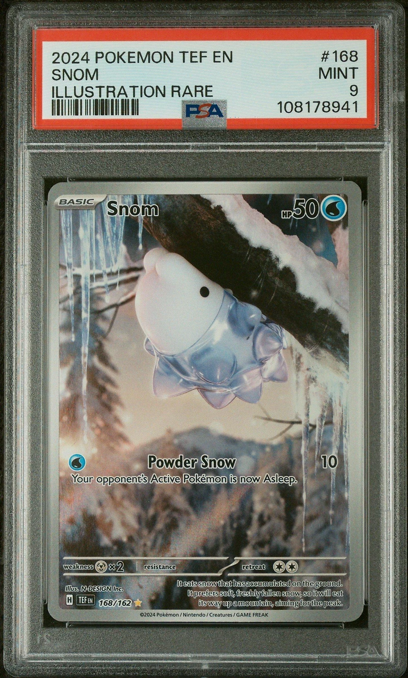 2024 Pokemon Tef En-temporal Forces 168 Snom Illustration Rare PSA 9