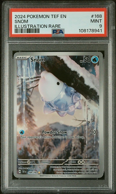 2024 Pokemon Tef En-temporal Forces 168 Snom Illustration Rare PSA 9