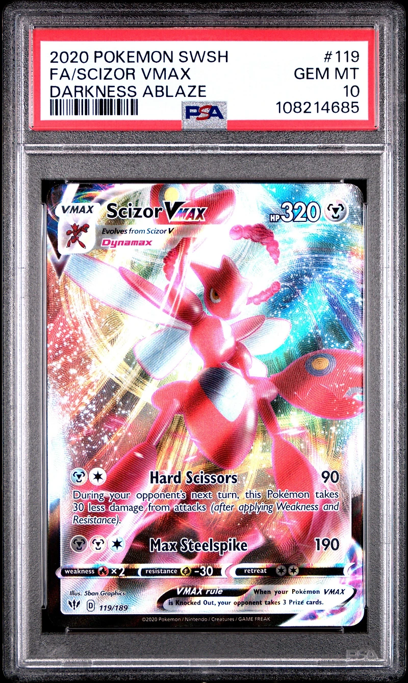 2020 Pokemon Sword & Shield Darkness Ablaze 119 Full Art/scizor Vmax PSA