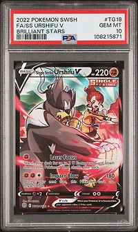 2022 Pokemon Sword & Shield Brilliant Stars Tg18 Full Art/single Strike Urshifu V PSA