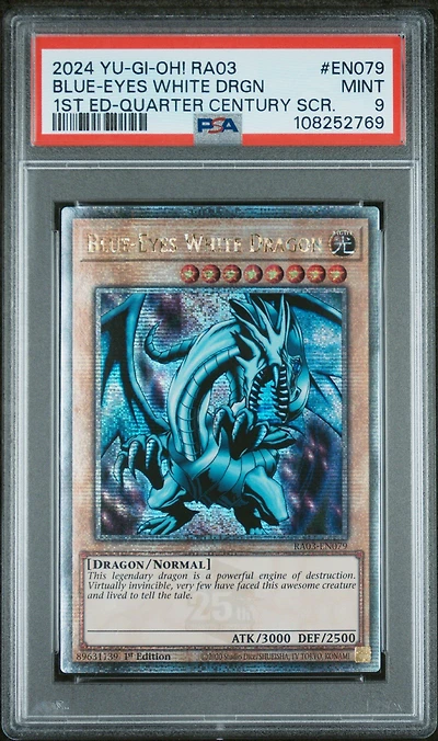 2024 Yu-gi-oh! Ra03-quarter Century Bonanza En079 Blue-eyes White Dragon 1st Edition-quarter Century Secret Rare PSA 9
