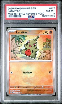 2025 Pokemon Pre En-prismatic Evolutions 047 Larvitar Master Ball Reverse Holo PSA