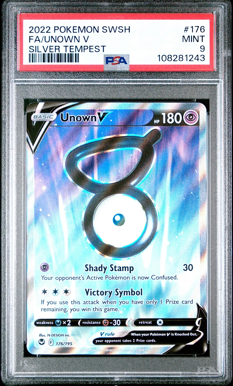 2022 Pokemon Sword & Shield Silver Tempest Full Art/unown V PSA
