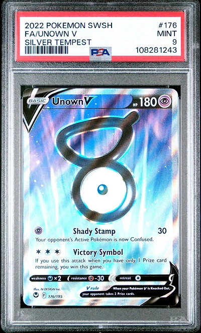 2022 Pokemon Sword & Shield Silver Tempest Full Art/unown V PSA