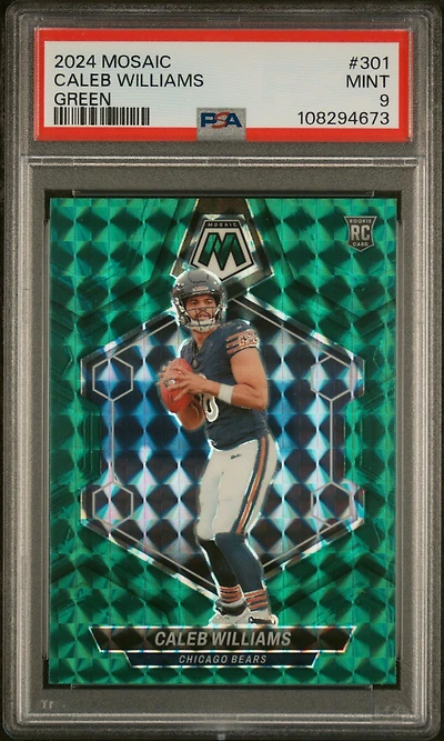 2024 Panini Mosaic 301 Caleb Williams Green PSA 9