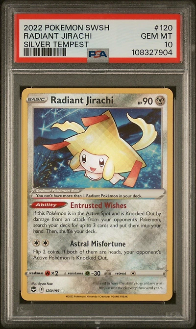 2022 Pokemon Sword & Shield Silver Tempest 120 Radiant Jirachi PSA