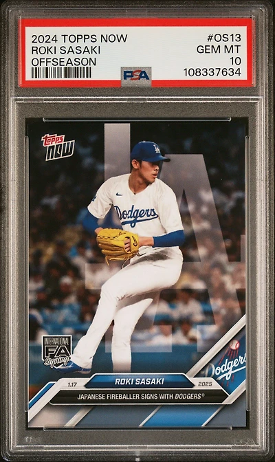 2024 Topps Now Offseason Os13 Roki Sasaki PSA 10