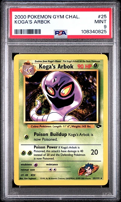 2000 Pokemon Gym Challenge 25 Koga's Arbok PSA 9