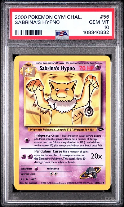 2000 Pokemon Gym Challenge 56 Sabrina's Hypno PSA 10
