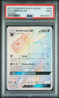 2017 Pokemon Sun & Moon 154 Full Art/umbreon Gx Secret PSA 9