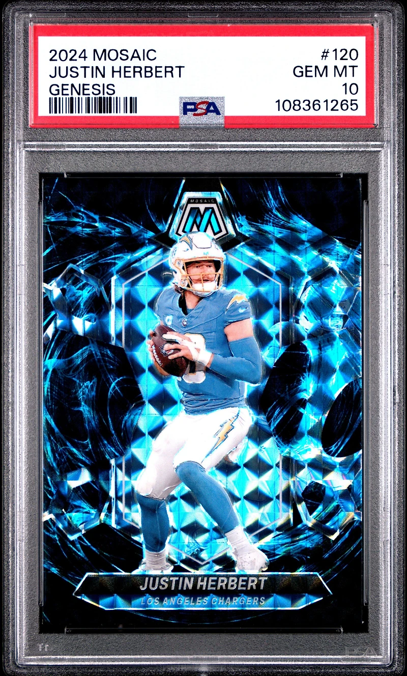 2024 Panini Mosaic 120 Justin Herbert Genesis PSA 10