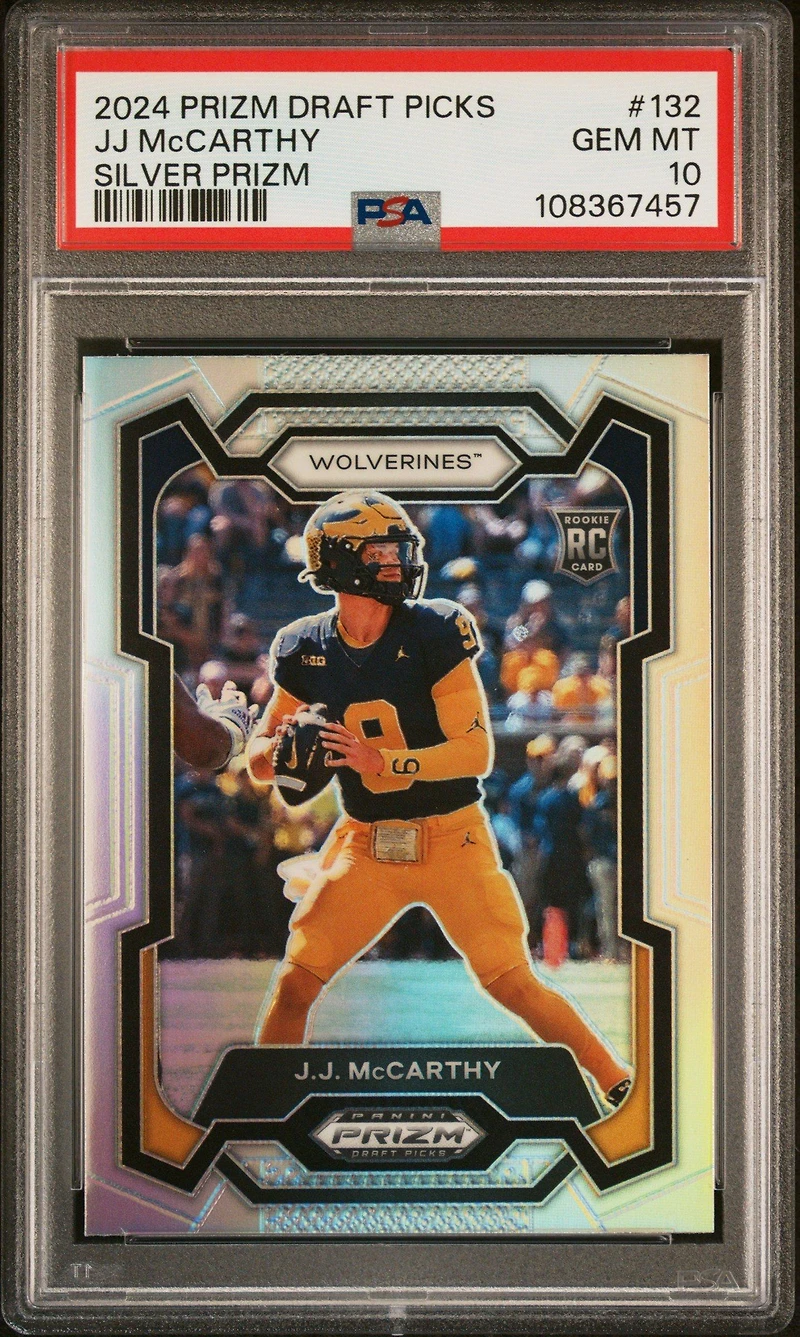 2024 Panini Prizm Draft Picks 132 Jj Mccarthy Silver Prizm PSA 10