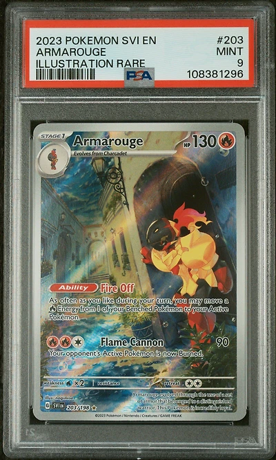 2023 Pokemon Svi En-scarlet & Violet 203 Armarouge Illustration Rare PSA 9