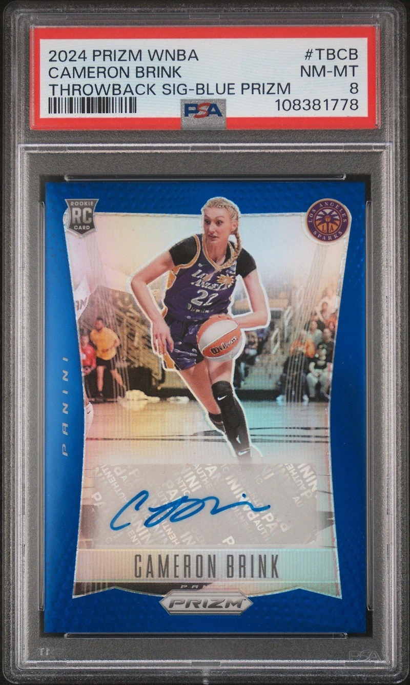 2024 Panini Prizm Wnba Throwback Signatures Tbcb Cameron Brink Blue Prizm PSA 8