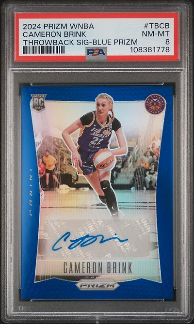2024 Panini Prizm Wnba Throwback Signatures Tbcb Cameron Brink Blue Prizm PSA 8