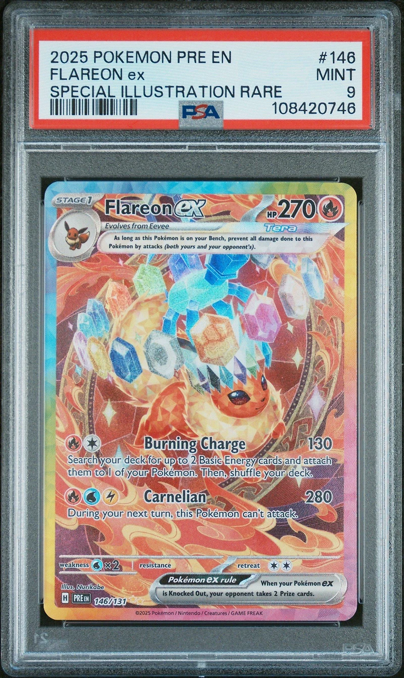 2025 Pokemon Pre En-prismatic Evolutions 146 Flareon Ex Special Illustration Rare PSA