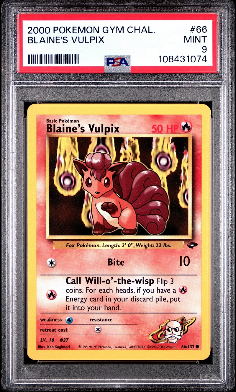 2000 Pokemon Gym Challenge 66 Blaine's Vulpix PSA 9