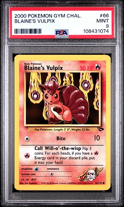 2000 Pokemon Gym Challenge 66 Blaine's Vulpix PSA 9