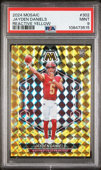 2024 Panini Mosaic 302 Jayden Daniels Reactive Yellow PSA