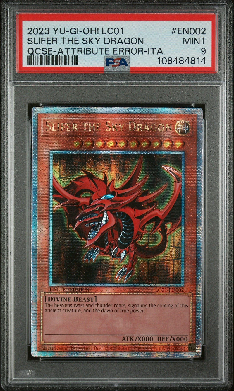 2023 Yu-gi-oh! Lc01-legendary Collection: 25th Anniversary Edition En002 Slifer The Sky Dragon Quarter Century Secret Rare-attribute Error-italian PSA