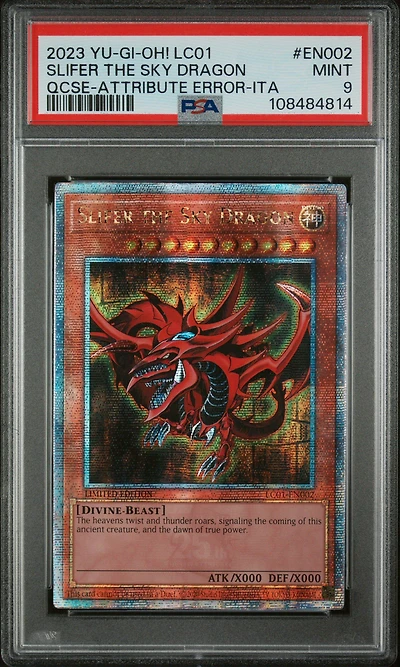 2023 Yu-gi-oh! Lc01-legendary Collection: 25th Anniversary Edition En002 Slifer The Sky Dragon Quarter Century Secret Rare-attribute Error-italian PSA