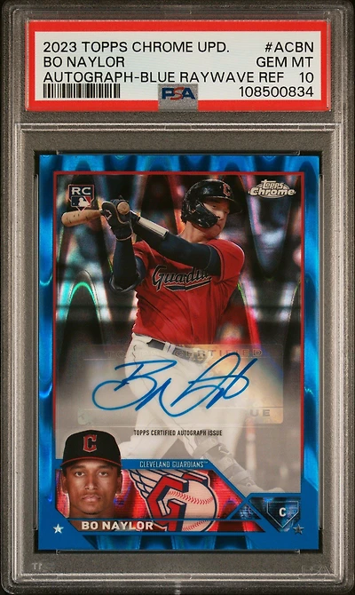 2023 Topps Chrome Update Autograph Acbn Bo Naylor Blue Raywave Refractor PSA 10