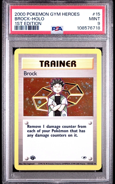 2000 Pokemon Gym Heroes 15 Brock-holo 1st Edition PSA